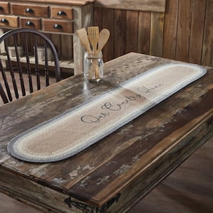Finders Keepers 12 in. W x 60 in. L Gray Our Country Home Oval Cotton Blend Table Runner