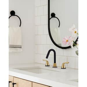 8 in. Widespread Double Handle Bathroom Faucet in Gold and Black