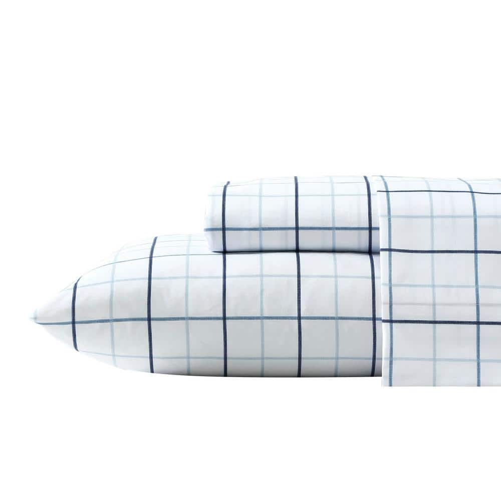Classic Blue Checkered Twin XL Microfiber Sheet Set with Deep Pockets