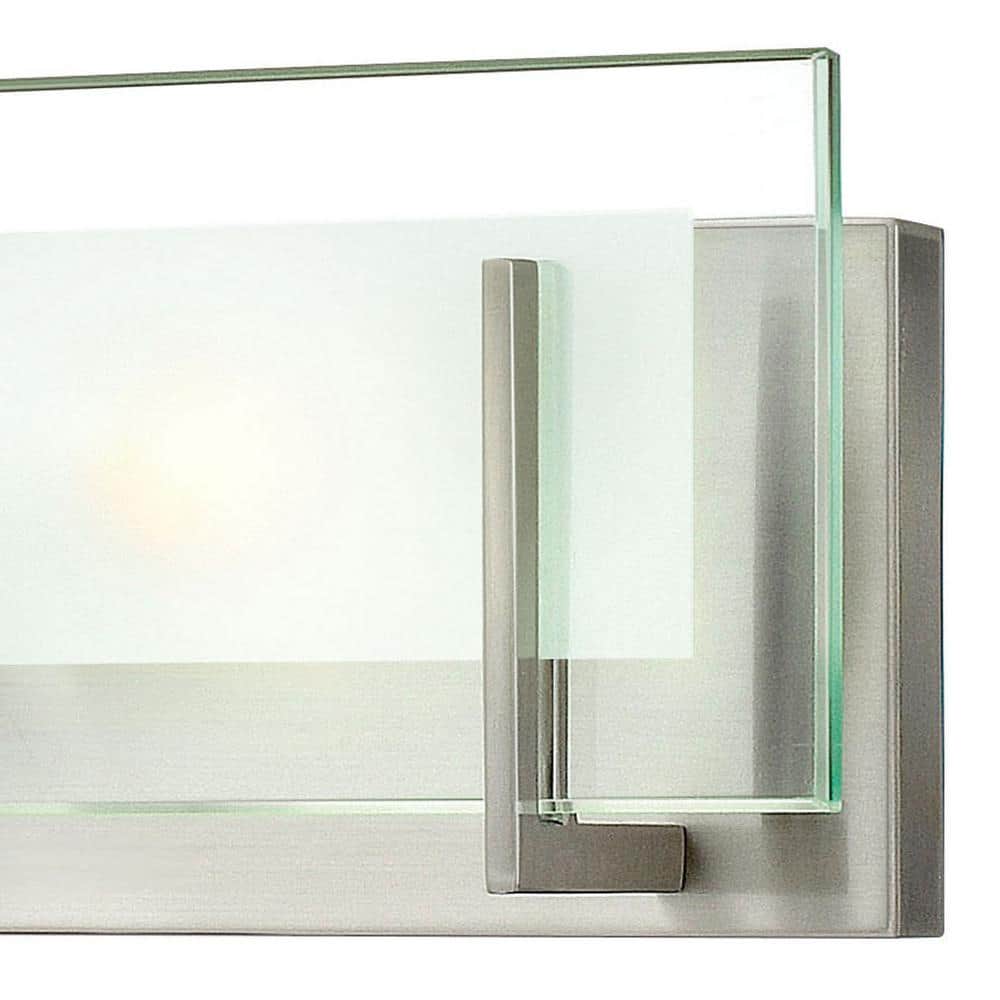 Sleek Brushed Nickel 2-Light Vanity with Clear Etched Glass