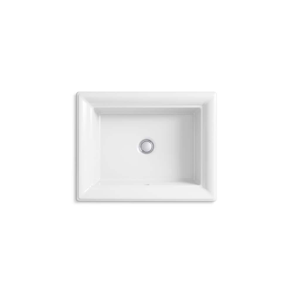 White Ceramic 21" Rectangular Drop-In Bathroom Sink