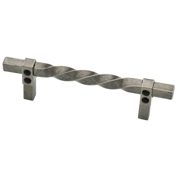 Liberty Iron Craft 3-1/2 in. (70mm) Tumbled Pewter Twisted Bar Cabinet Drawer Pull