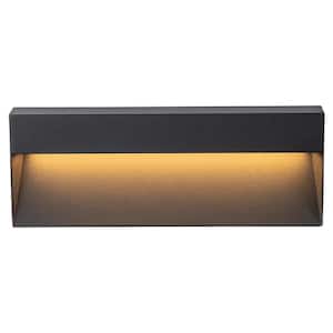 Matte Black 8.5-Watt LED Outdoor Hardwired Wall Lantern Sconce with Frosted Glass Diffuser