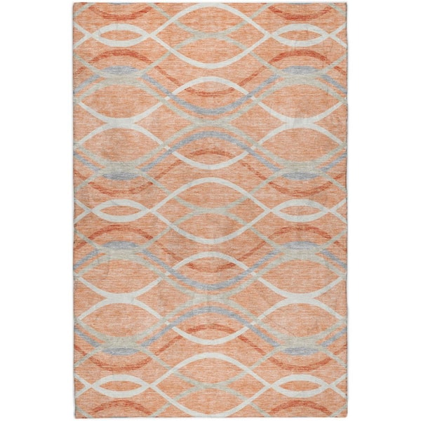 Dream Shag Premium Machine Washable Abstract ADS757 Peach 5 ft. x 7 ft. 6 in. Area Rug