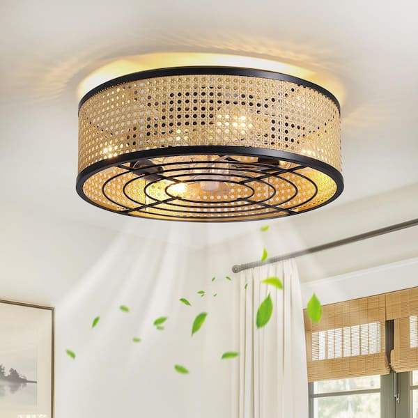 20 in. White Crystal Dimmable LED Ceiling Fan with Lights and Remote Control, Low Profile Flush Mount Fandelier