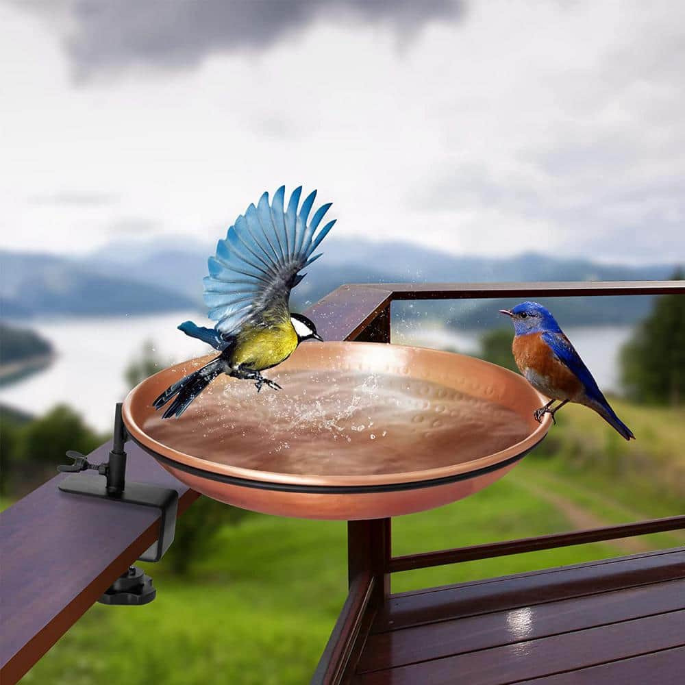 Pure Copper 11-Inch Deck Mounted Bird Bath