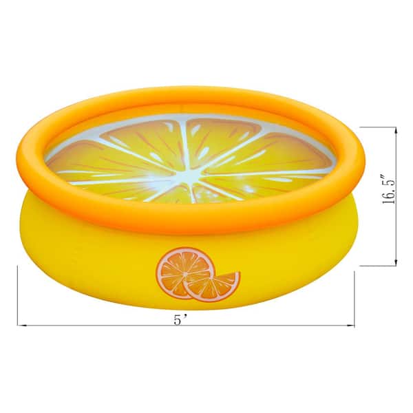 Sun Club 5 ft. Round 16.5 in. Deep 3D Orange Above Ground Outdoor Backyard Inflatable Kiddie Pool
