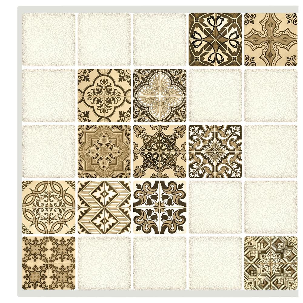 3D Falkirk Retro III 38 in. x 19 in. Cream Tan Faux Tile PVC Decorative Wal