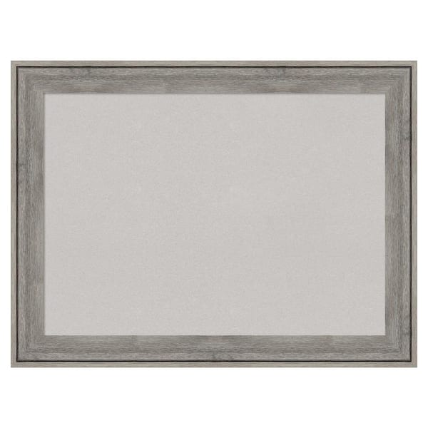 Amanti Art Regis Barnwood Grey Wood Framed Grey Corkboard 33 in. x 25 in. Bulletin Board Memo Board