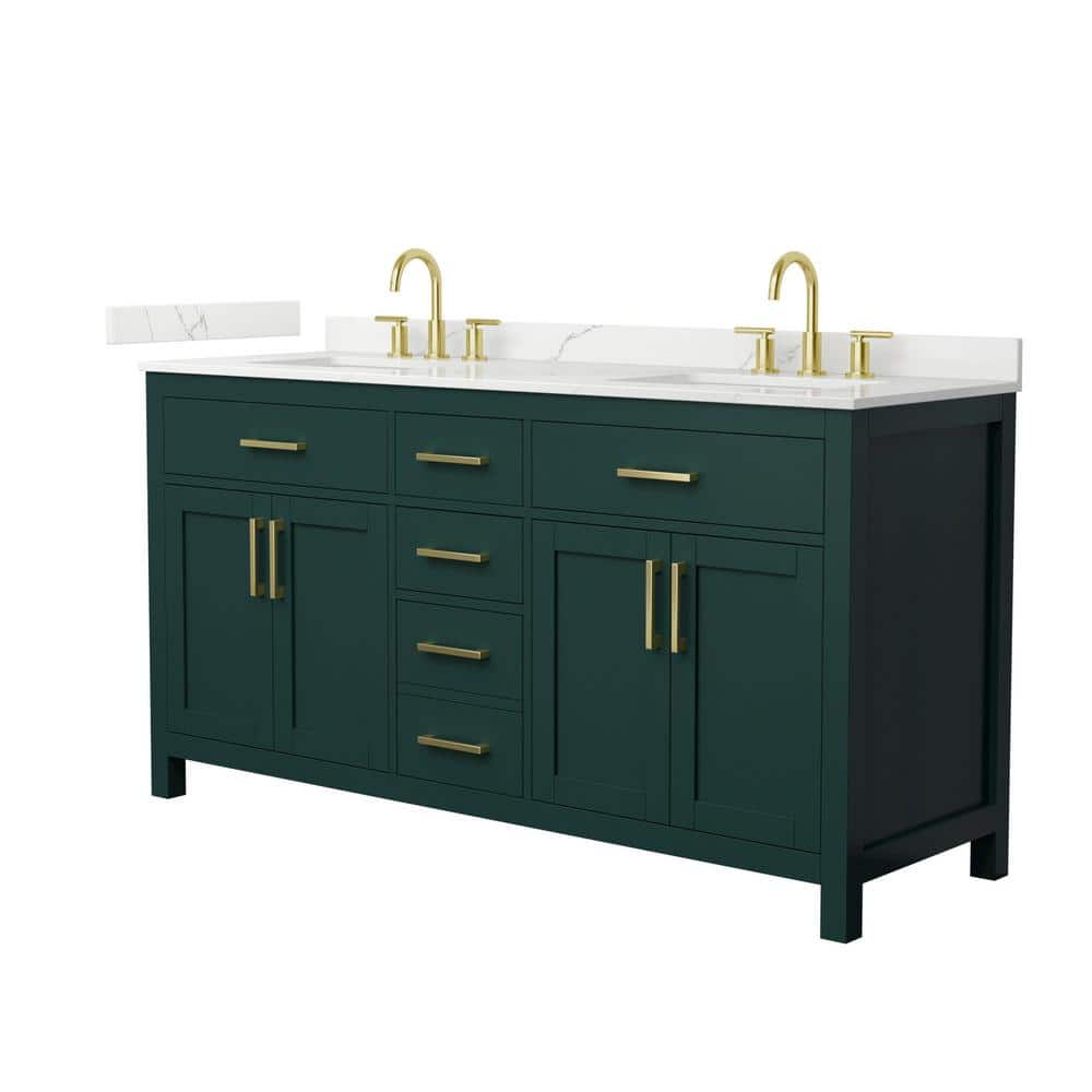 Beckett 66 in. Double Freestanding Green Bath Vanity with Giotto Quartz Top (Assembled) price history on PriceWatchPro