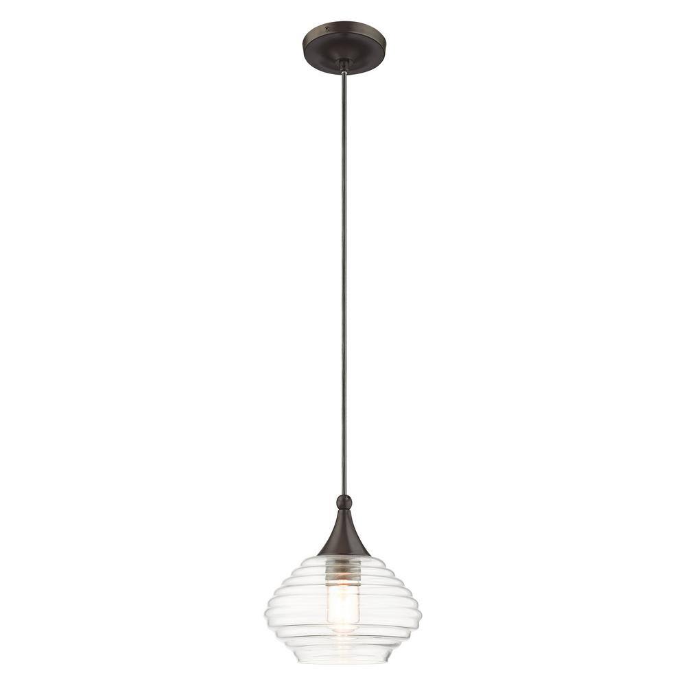English Bronze Mini Globe Pendant with Clear Glass Shade