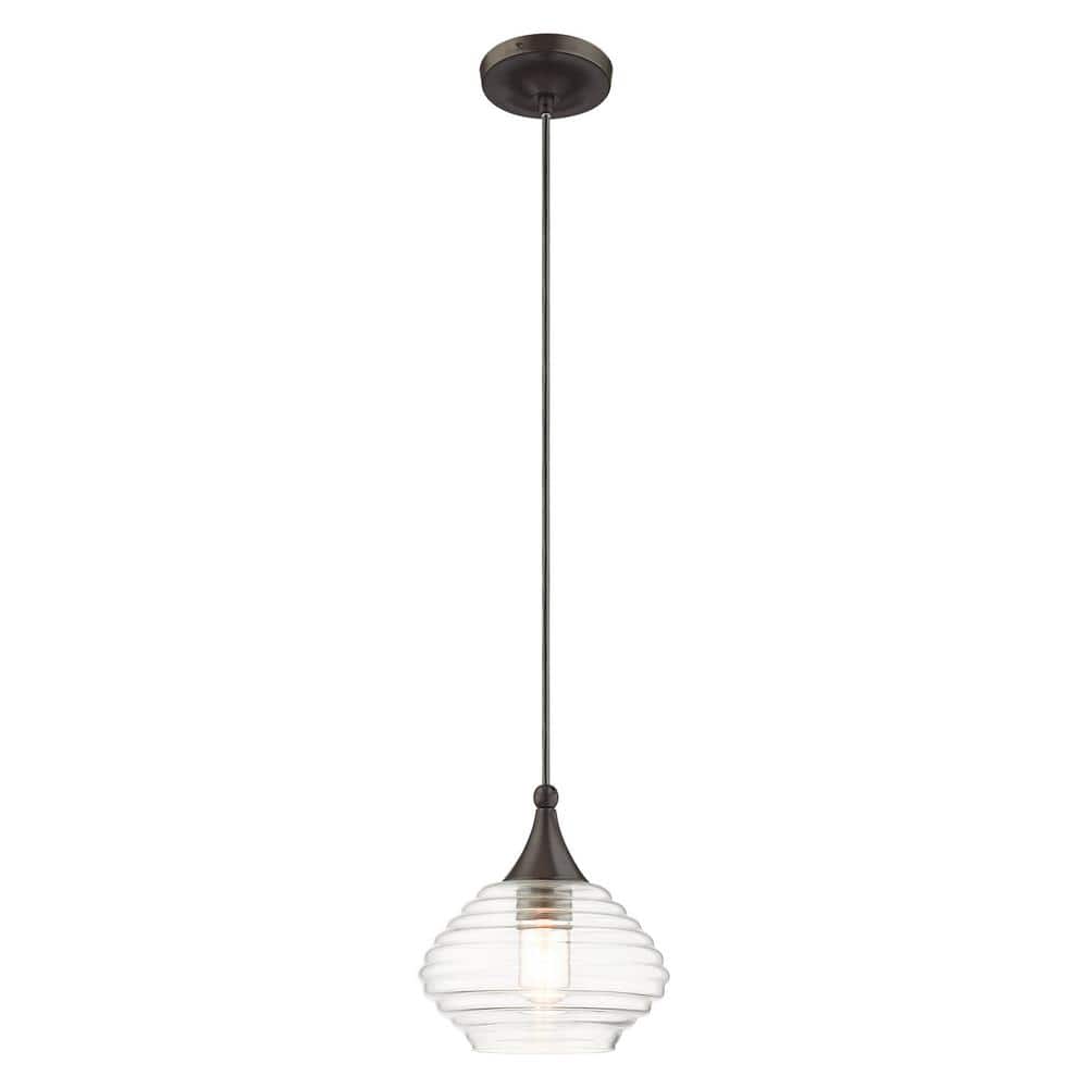 English Bronze Mini Globe Pendant with Clear Glass Shade