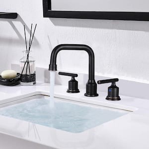 8 in. Widespread Double Handle Bathroom Faucet with Drain Kit in Oil Rubbed Bronze
