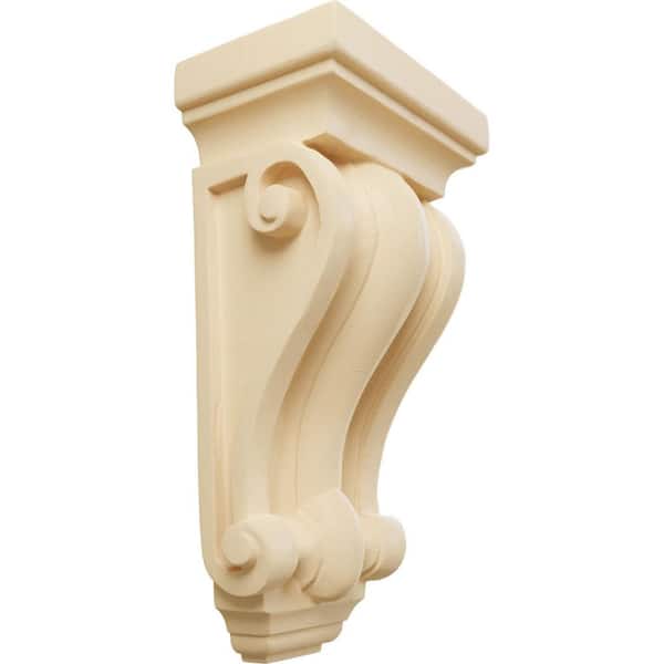 Ekena Millwork 3-1/4 in. x 5 in. x 9-1/2 in. Unfinished Wood Maple Cole Pilaster Wood Corbel