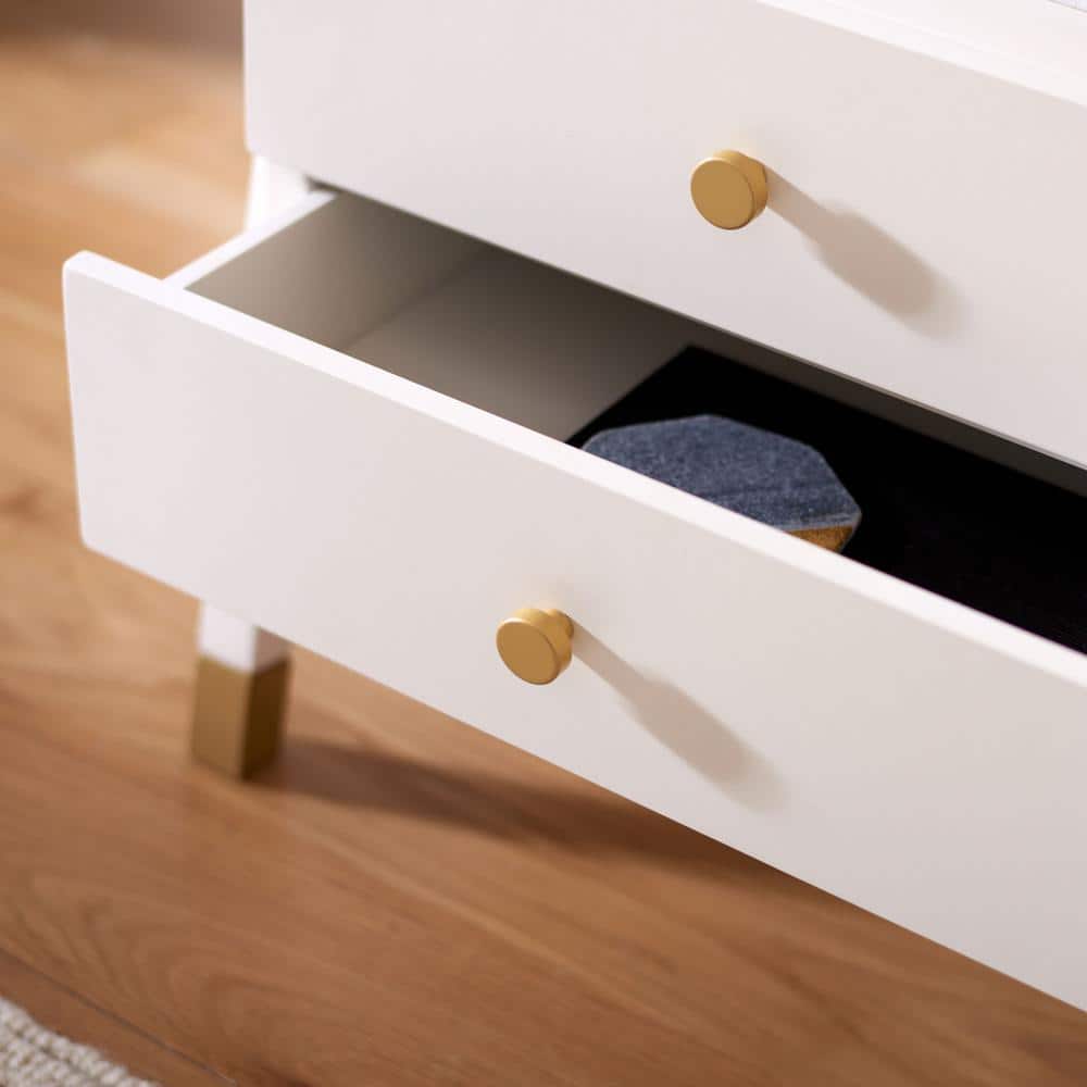 Cove Chic White/Gold Rectangular Storage Accent Table