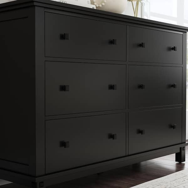 HOMESTYLES Oak Park 6-Drawer Black Dresser 36 in. H x 18 in