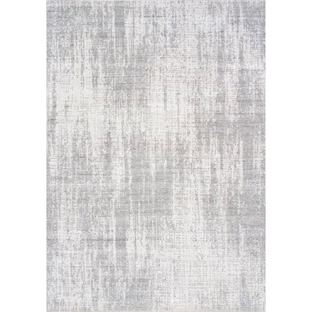 Pasargad Home Amari Ivory 5 ft. x 8 ft. Abstract Bamboo Silk and Wool