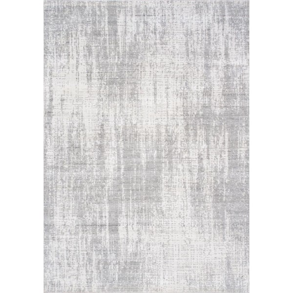 Pasargad Home Amari Ivory 5 ft. x 8 ft. Abstract Bamboo Silk and Wool Area Rug