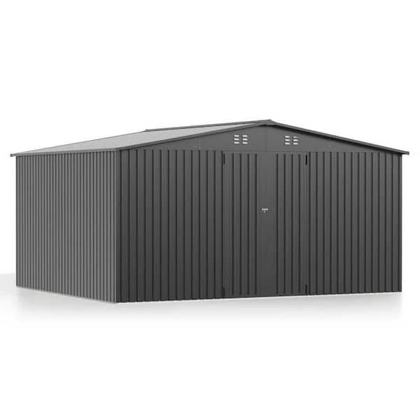 PABIMIA 14 ft. x 12 ft. Heavy-Duty Steel Metal Garden Storage Shed
