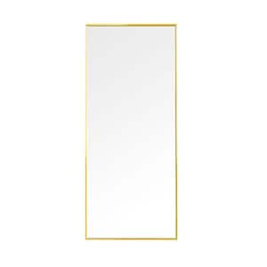 65 in. W x 24 in. H Rectangular Glass Framed Wall Bathroom Vanity Mirror in Gold