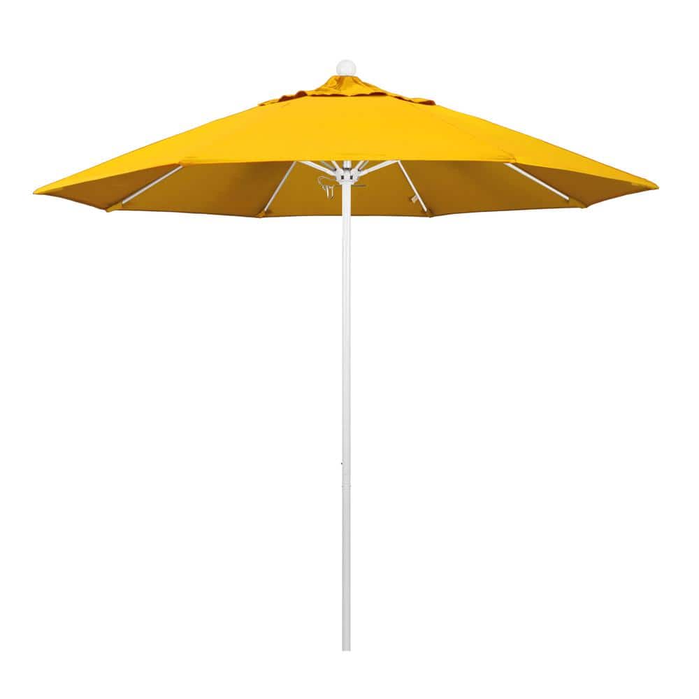 9 ft. White Aluminum Commercial Market Patio Umbrella with Fiberglass Ribs and Push Lift in Sunflower Yellow Sunbrella price history on PriceWatchPro