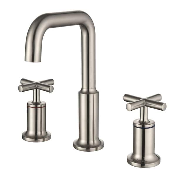 AIMADI 8 in. Widespread Double Handle Bathroom Faucet with 3-Hole Brass Bathroom Sink Taps in Brushed Nickel