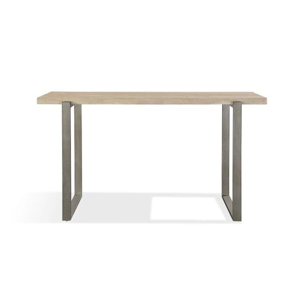 Benjara 54 in. Bronze and Brown Rectangle Wood End/Side Table with Metal Frame
