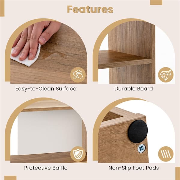 Costway 33 in. Tall Natural Engineered Wood 3-Shelf Accent