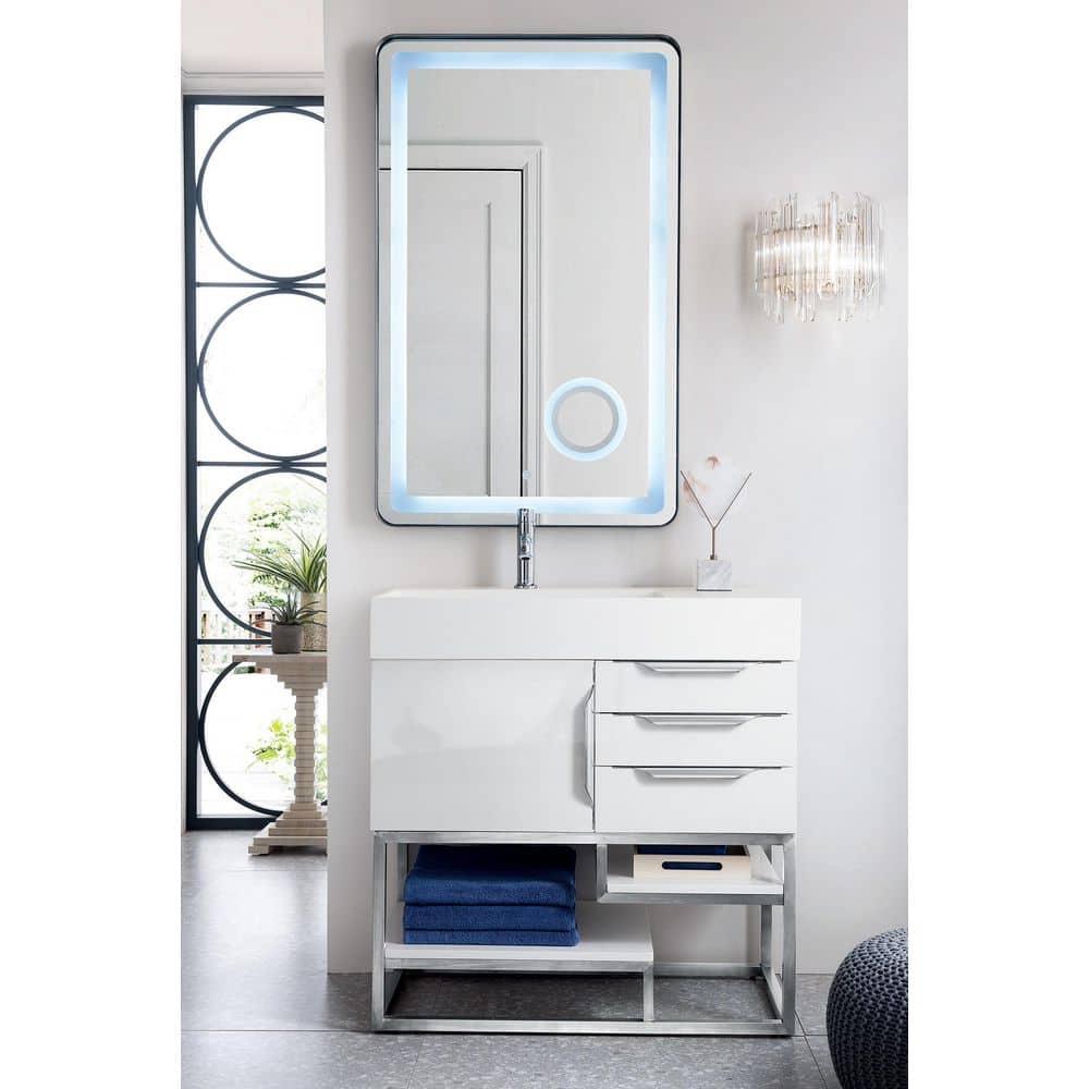 Columbia 35.5 in. W x 18.8 in. D x 14.3 in. H Single Bath Vanity Cabinet without Top in Glossy White price history on PriceWatchPro