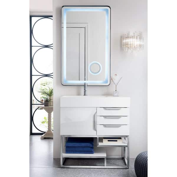 Columbia 35.5 in. W x 18.8 in. D x 14.3 in. H Single Bath Vanity Cabinet without Top in Glossy White