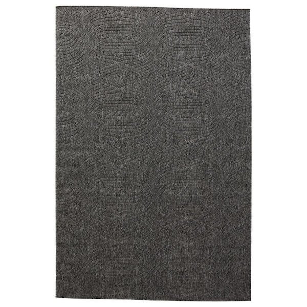 Jaipur Living Nikki Chu Ekon Dark Gray 2 ft. x 3 ft. Trellis Rectangle Indoor/Outdoor Area Rug