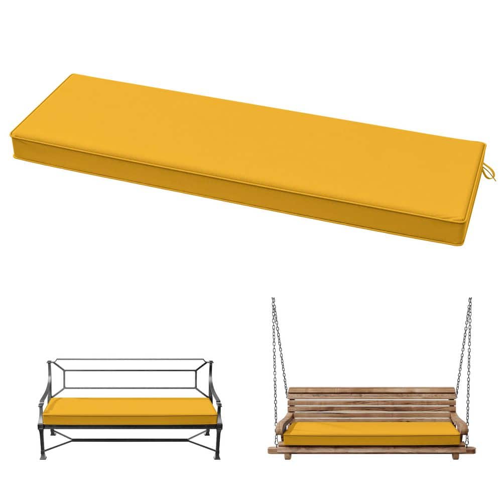 42 in. x 18 in. x 3.5 in. Rectangular Outdoor Porch Swing Bench Cushion Yellow