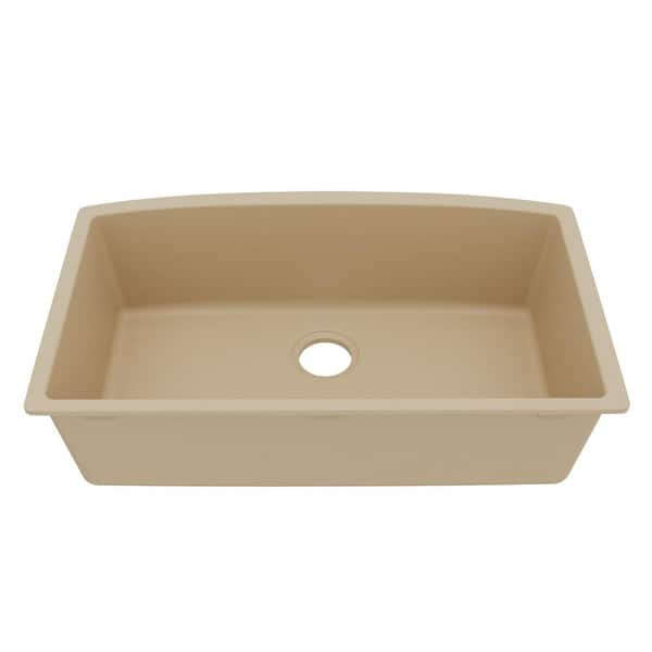 Undermount Quartz/Granite Composite 32 in. Single Bowl Kitchen Sink in Bisque