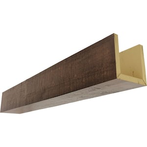 6 in. W x 4 in. H x 24 ft. L 3-Sided (U-beam) Rough Cedar Endurathane Faux Wood Ceiling Beam, Premium Aged