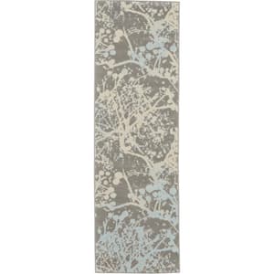 Jubilant Grey 2 ft. x 7 ft. Moroccan Farmhouse Kitchen Runner Area Rug