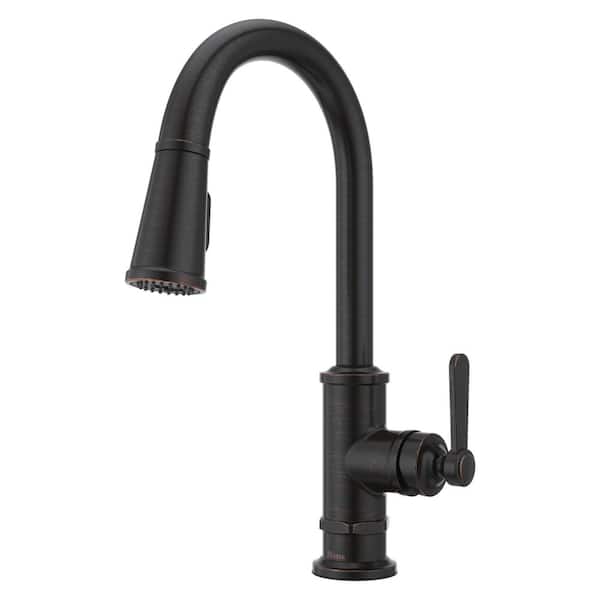 Pfister Port Haven Single-Handle Pull Down Sprayer Kitchen Faucet in Tuscan Bronze