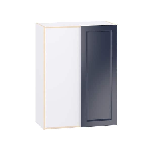 J COLLECTION Laramie 30 in. W x 14 in. D x 40 in. H Assembled Blind Wall Corner Kitchen Cabinet in Painted Blue