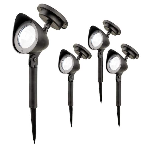 Alpine Corporation 15 in. Tall Outdoor Solar Powered Black LED Path Light Stakes (Set of 4)