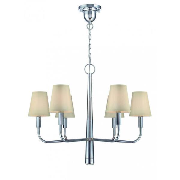 Filament Design 6-Light Polished Chrome Chandelier with White Fabric Shades