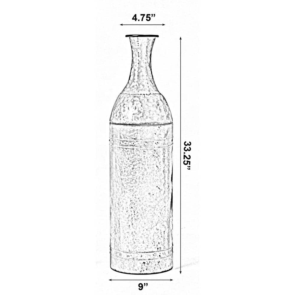 Medium Rustic Galvanized Metal Cylinder Floor Vase