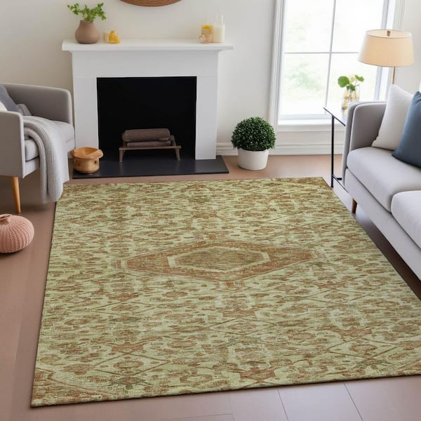 Mayfield Premium Machine Washable Abstract AMF1225 Beige 10 ft. x 14 ft. Area Rug
