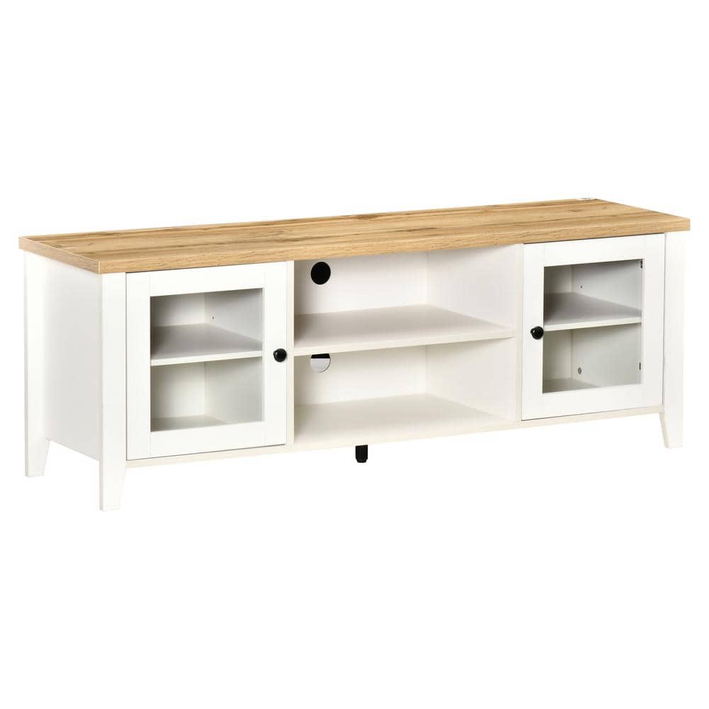 Modern White Entertainment Center with Spacious Storage