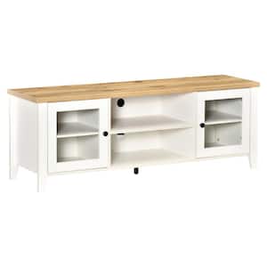 Modern 55 in. White TV Stand Fits TV's up to 60 in. with Shelves and Cabinets