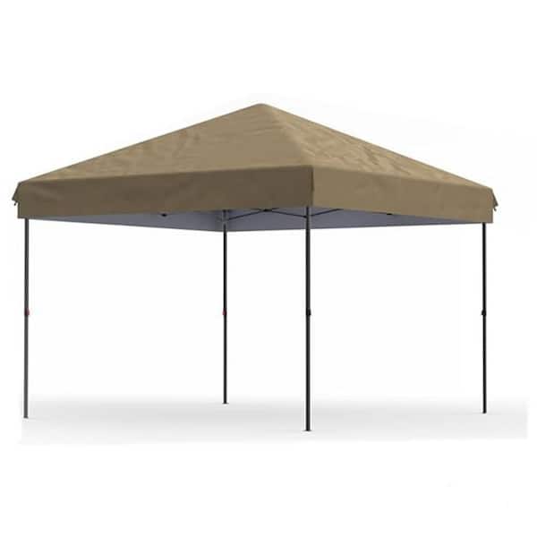 10 ft. x 10 ft. Instant Pop Up Canopy Tent Easy Setup Sun Shelter in Khaki with Adjustable Height