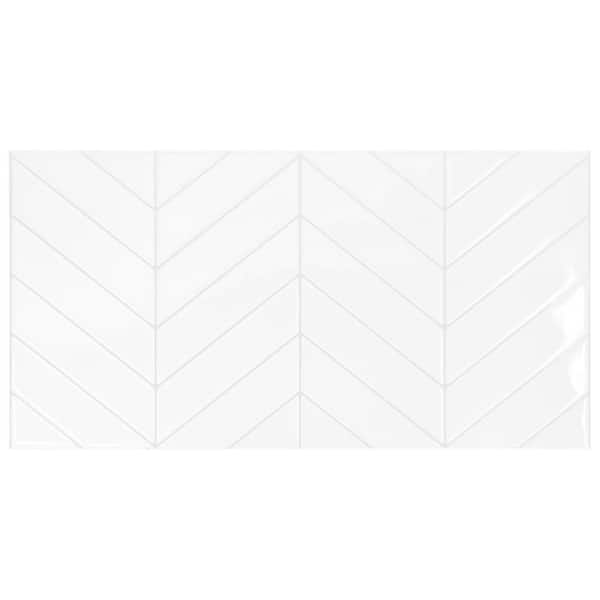smart tiles Blok Chevron White 22.56 in. x 11.58 in. Vinyl Peel and Stick Tile (3.57 sq. ft./2-pack)
