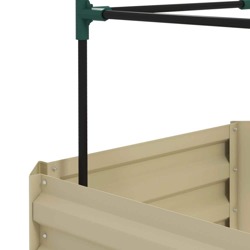 Cream White Galvanized Metal Raised Garden Bed Kit