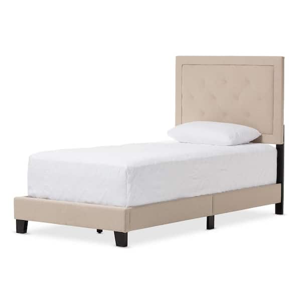 Baxton Studio Paris Beige Twin Upholstered Bed