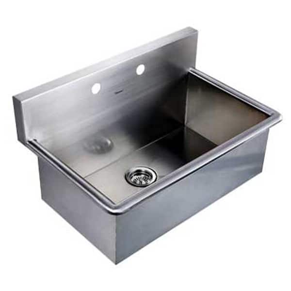 Whitehaus Collection Noah's Collection Dual Mount Stainless Steel 31 in. 2-Hole Single Bowl Kitchen Sink