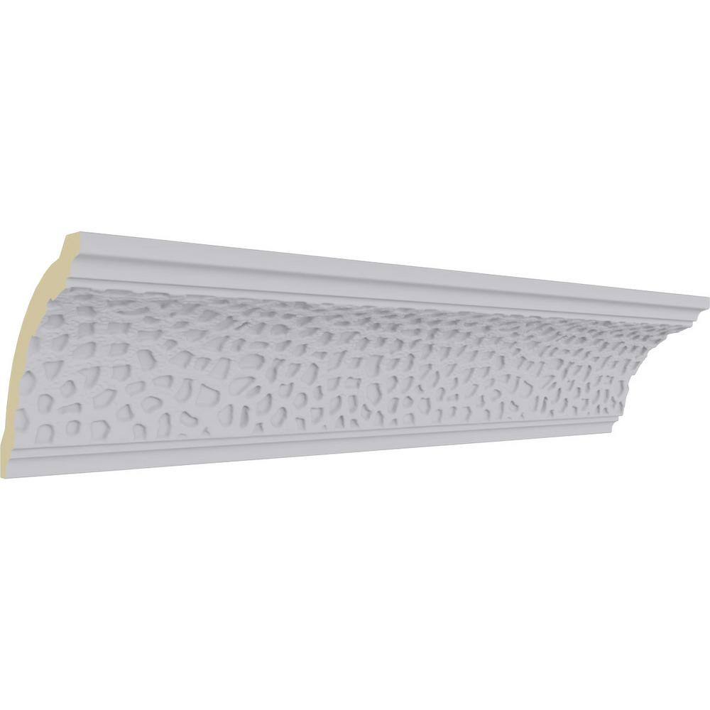 Primed White Geometric Polyurethane Crown Moulding Sample, 12" Length