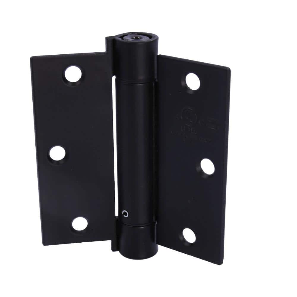 Everbilt 4 in. Square Radius Matte Black Spring Adjustable Door Hinge 29447 The Home Depot